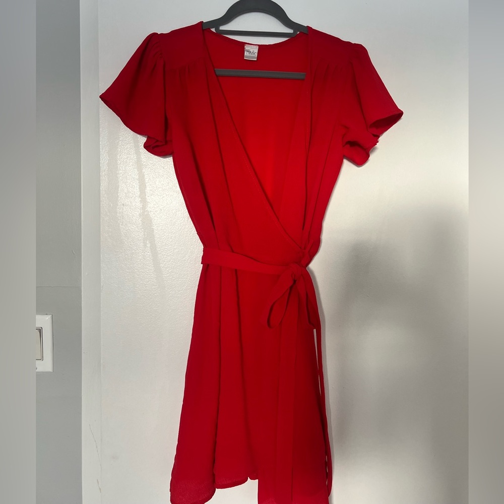 (S) Red wrap dress, never worn, Twik